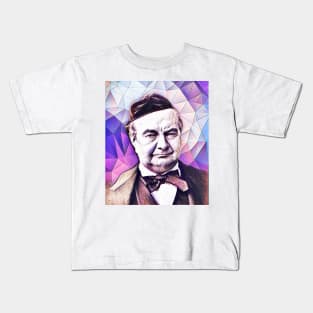 Charles Augustin Sainte-Beuve Pink Portrait | Charles Augustin Sainte-Beuve Artwork 8 Kids T-Shirt